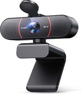 EMEET 4K Webcam for PC, C960 4K UHD Webcam with Lens Cover and Dual Microphone, 73° Streaming Camera with Auto Light Correction, Plug & Play Webcam Ideal for Zoom