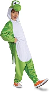 Disguise Yoshi Costume Hooded Jumpsuit, Official Super Mario Character Costume for Kids, Size (4-6)