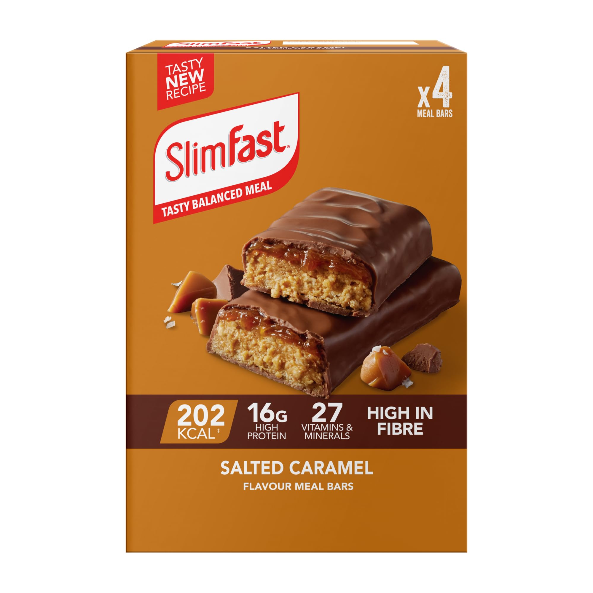 SlimFast Snack Bar • Salted Caramel Flavour • 4 x 60g Bars | Salted Caramel Flav