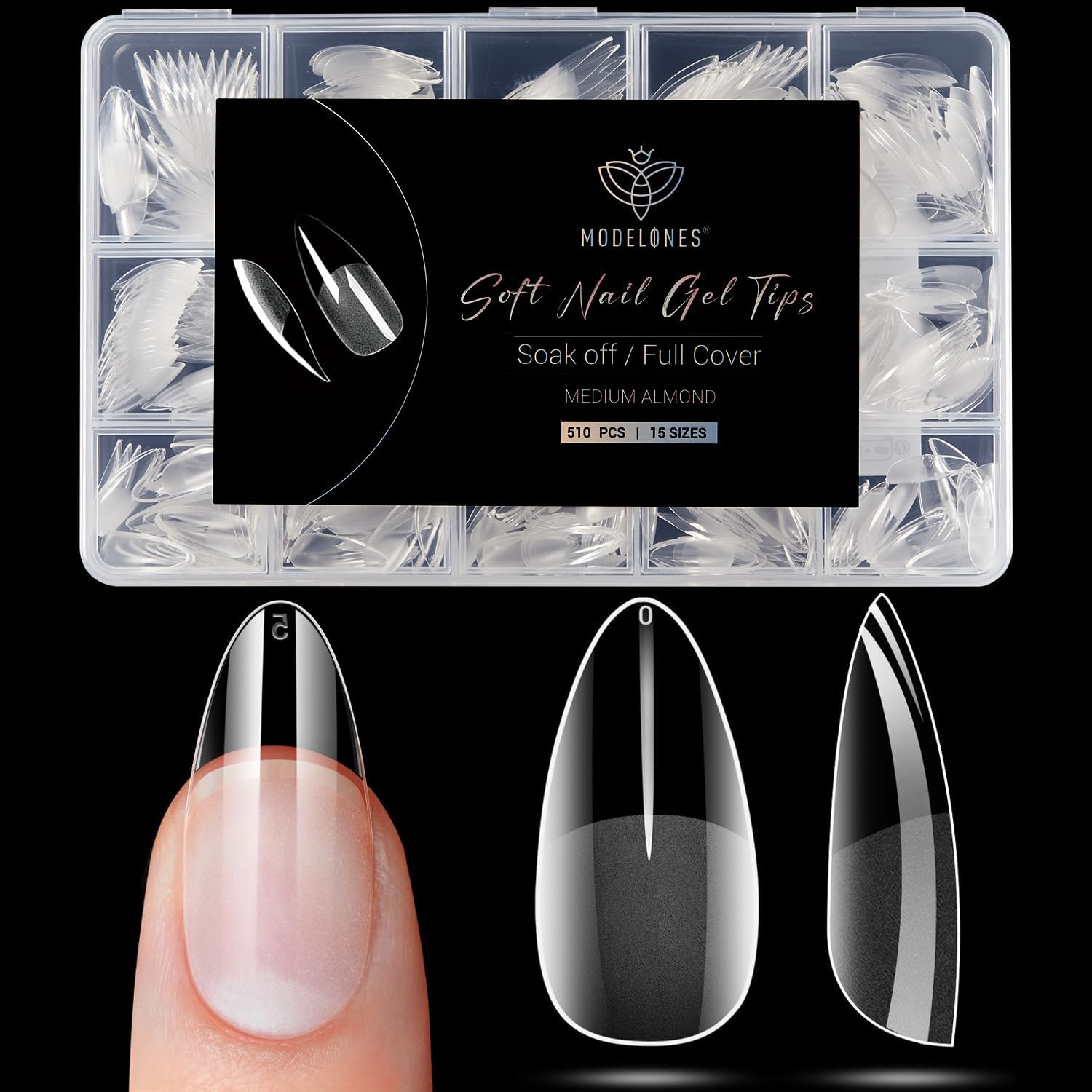 Modelones Almond Nail Tips 510pcs Medium Clear Soft Fake Press On Nails Tip | Pr