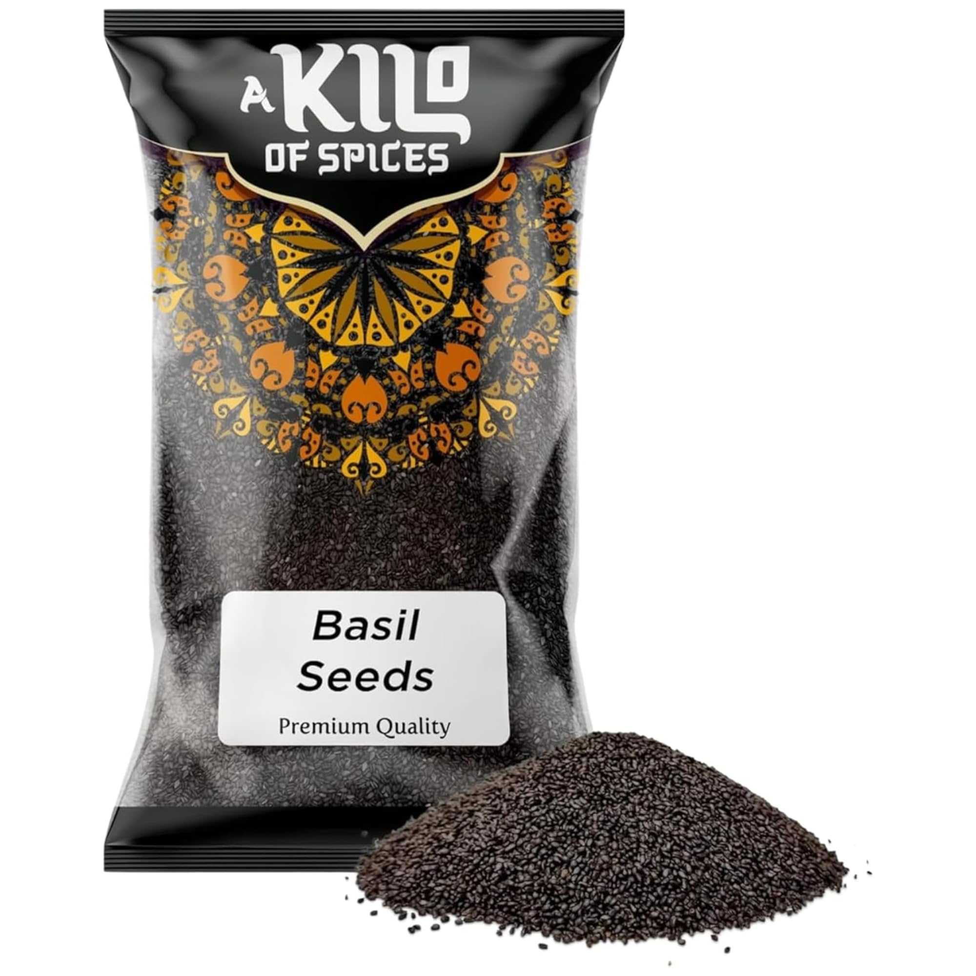 A Kilo of Spices Basil Seeds 1kg, Sabja Tukmaria, for Falooda and Drinks | Whole