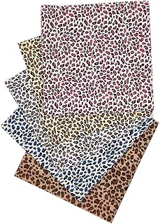 5 Pieces Leopard Print Cotton Fabric for DIY Decoration Sewing Crafts Pre-Cut Fabric Sewing Quilt(19.6 x 19.6 inch)