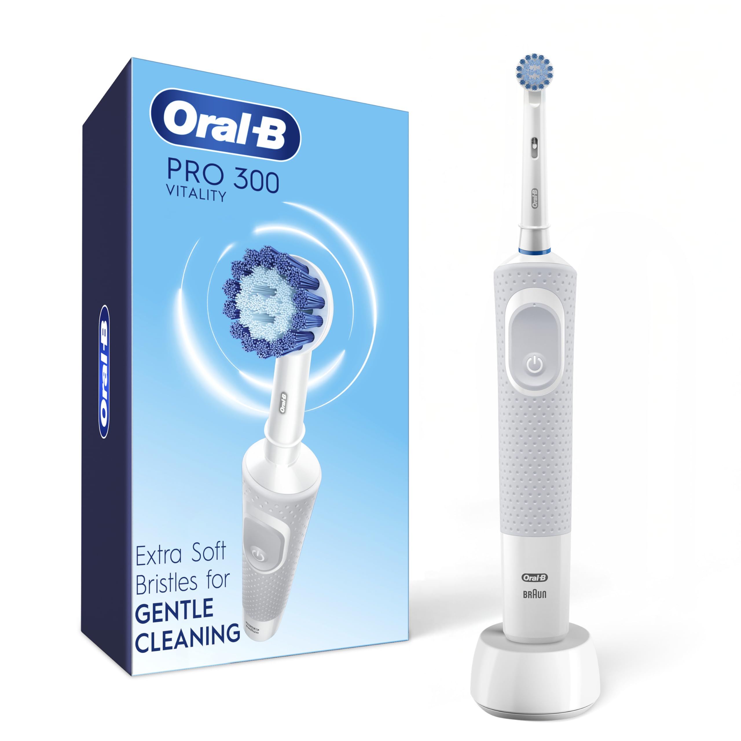 Oral-B Pro 300 Sensitive Clean Vitality Electric Toothbrush | Brushing timer, bu