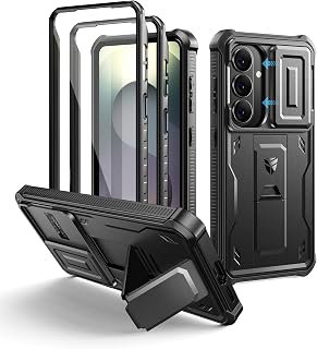 Dexnor for Samsung Galaxy S26 Case with Upgraded Slide Camera Cover & 2 Front Frames & Built-in Screen Protector & Kickstand, Heavy-Duty Rugged Case Full-Body Protective Cover(2026),6.3",Black