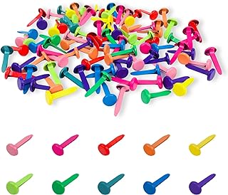 100 PCS Brass Paper Fasteners Metal Brass Fasteners, Mini Brads for Paper Crafts DIY Pins for Crafts (Multicolor)