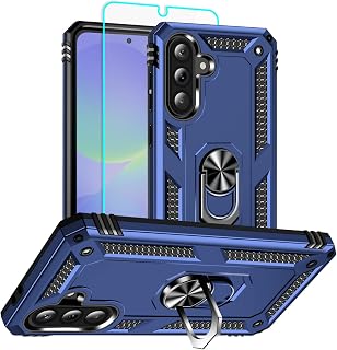 HNHYGETE for Galaxy A36 5G Phone Case with Screen Protector: 360°Grade Rotatable Kickstand (Non-Slip) Military-Grade Drop and Shock Protection - Case for Samsung Galaxy A36 5G Blue