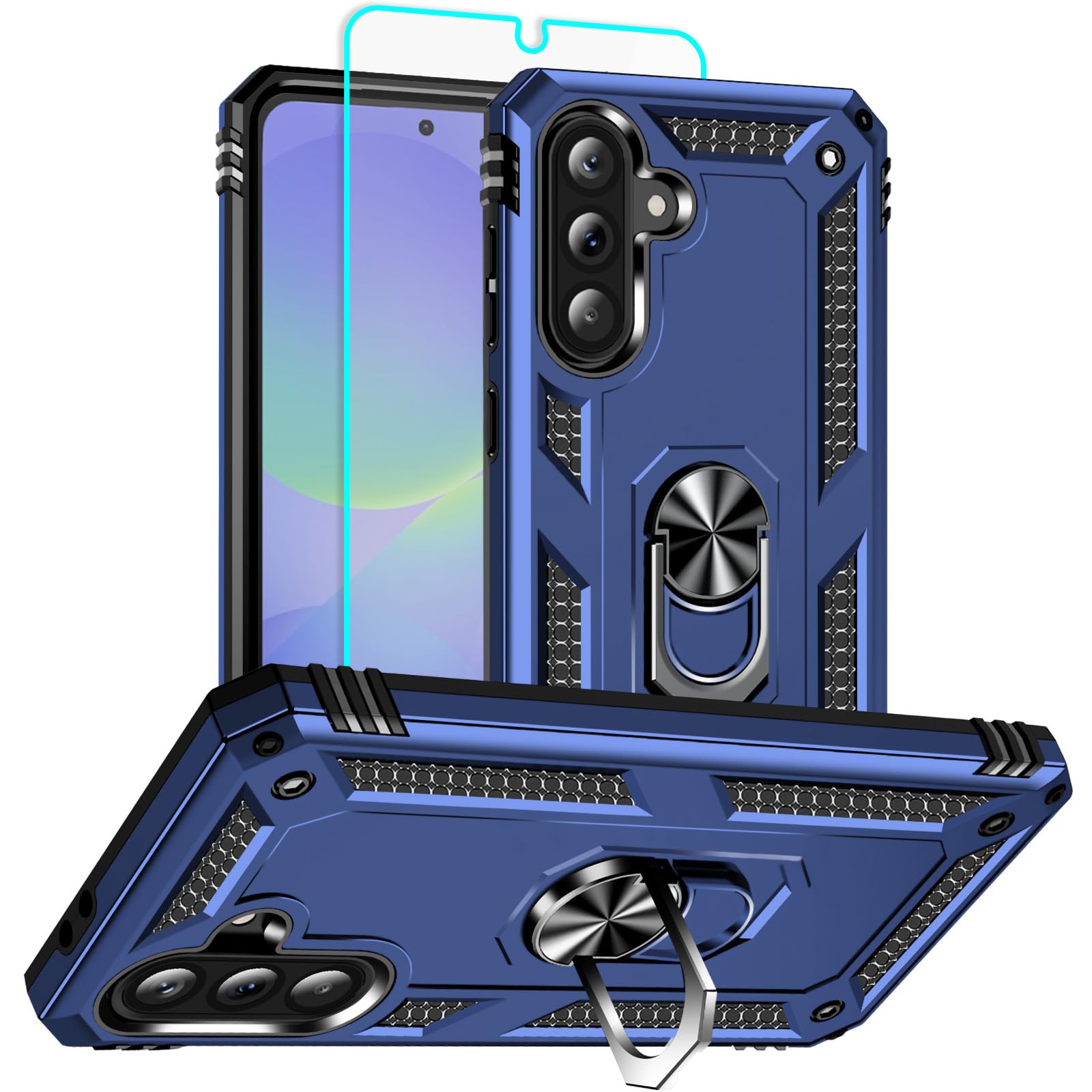 HNHYGETE for Galaxy A36 5G Phone Case with Screen Protector: 360°Grade Rotatable