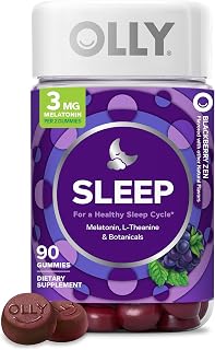 OLLY Sleep Support Gummy Supplement,* 3 mg Melatonin, L-Theanine - 90 Count | Sleep Support, 3mg Melatonin, L-Theanine & Botanical Extracts, Gluten Free, No Synthetic Colors, No Synthetic Flavors