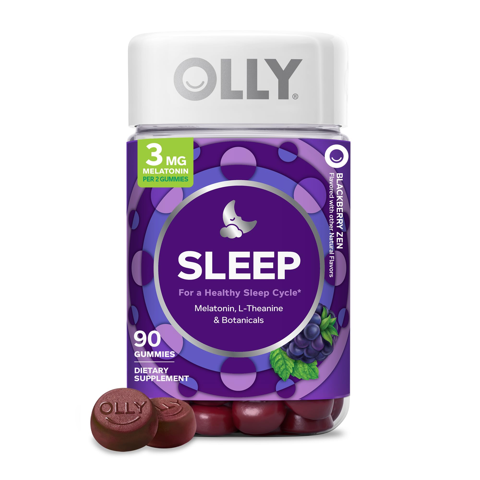 OLLY Sleep Support Gummy Supplement,* 3 mg Melatonin, L-Theanine - 90 Count | Sl