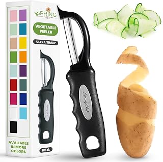 Spring Chef Original Swivel Vegetable Peeler with Soft Grip Handle, Black | Premium Potato Peeler w/ Ultra Sharp Stainless Steel Blades, Multifunctional Veggie Peeler for Apple, Carrot, Cucumber, Fruit