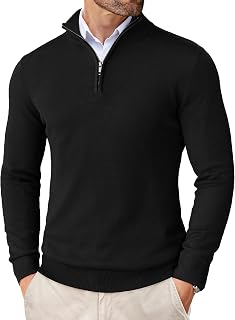 COOFANDY Men's Sweaters Turtleneck Knitted Sweater Quarter Zip Slim Fit Winter Warm Pullover Lightweight Solid Long Sleeve Classic Sweater