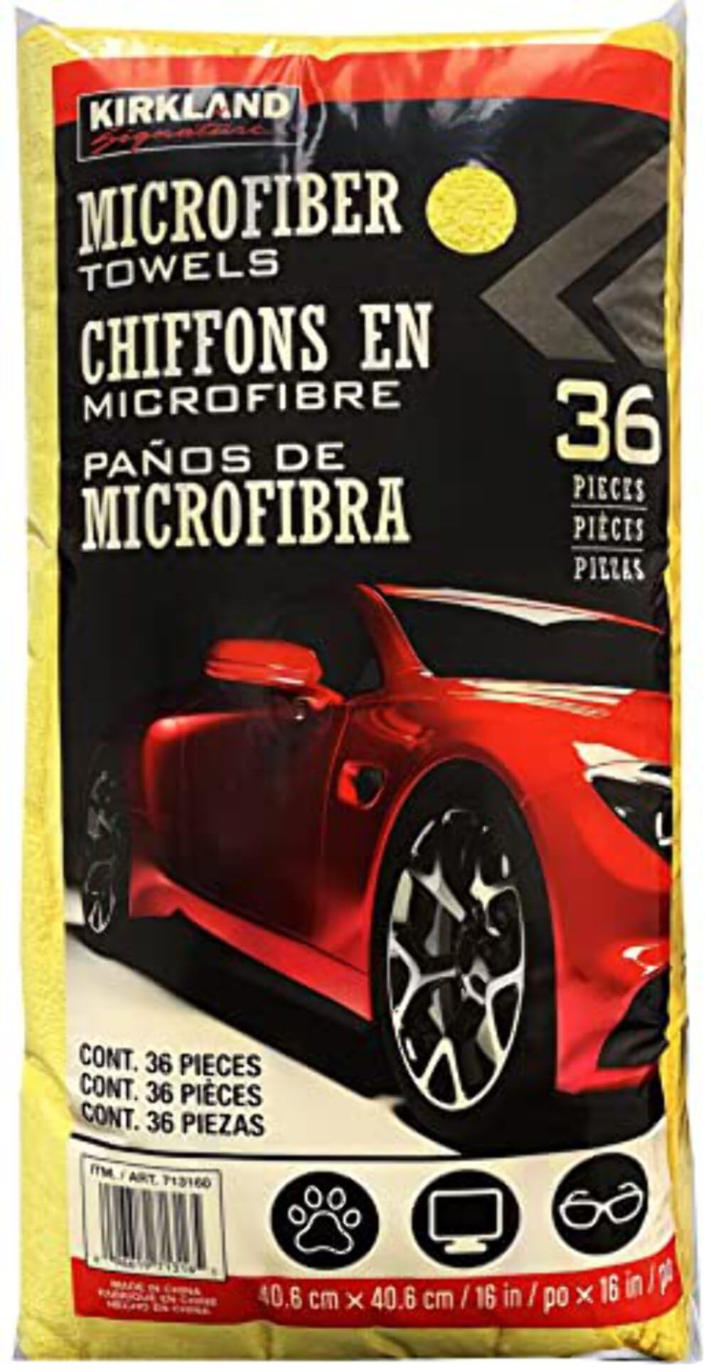 Kirkland Signature 713160 Ultra Plush Microfiber Towels 36 Pack, Yellow, H 40.6 