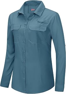 33,000ft Women's UPF 50+ UV Safari Shirt Long Sleeve Quick Dry Fishing Hiking Travel Shirt