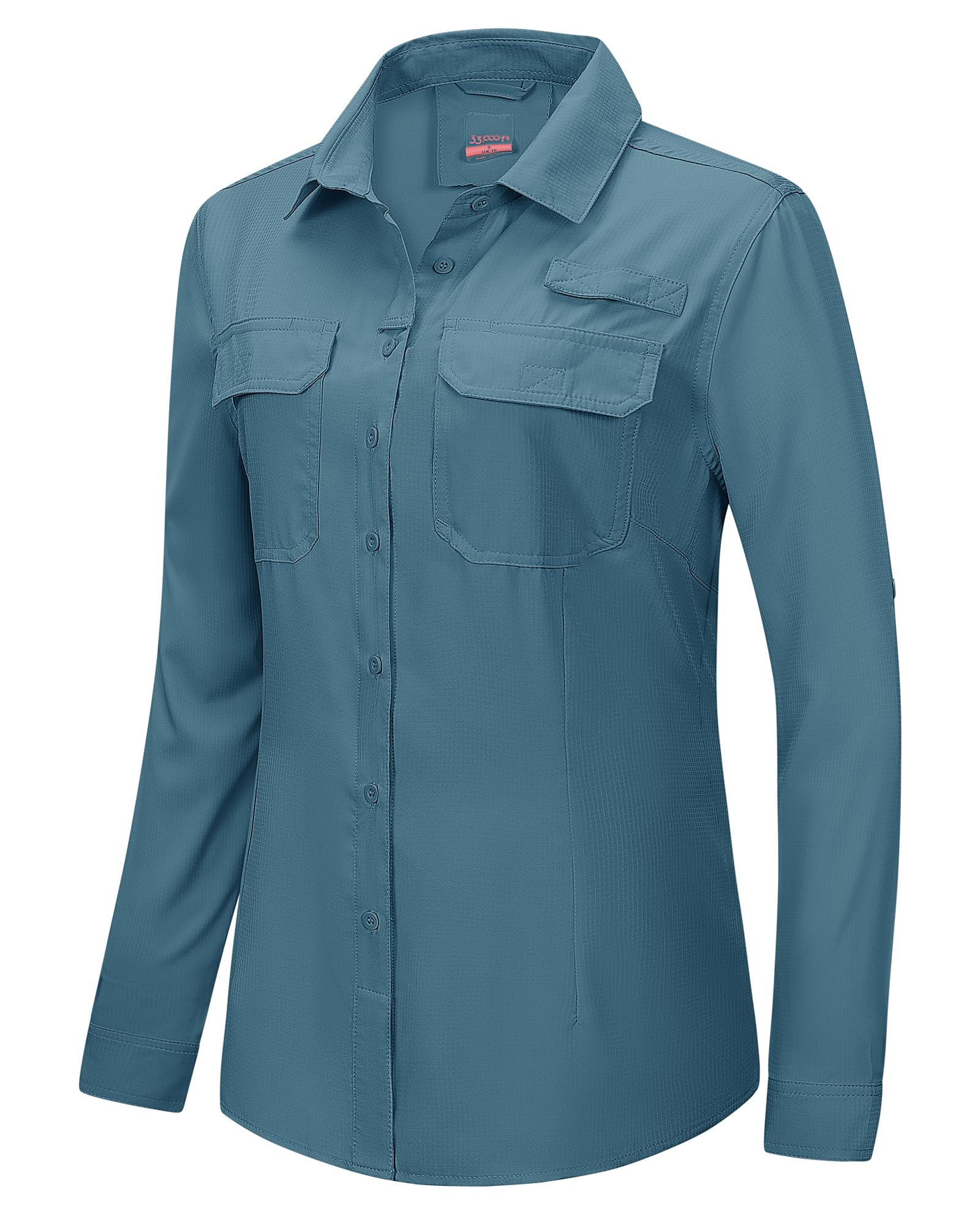 33,000ft Women's UPF 50+ UV Safari Shirt Long Sleeve Quick Dry Fishing Hiking Tr