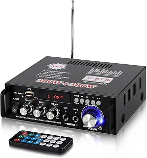 HiFi Amplifier,Home Audio Amplifier 600W | BT Portable Radio for Car or Home, with Remote Control and Mini Display 2CH LCD, 12V / 110V