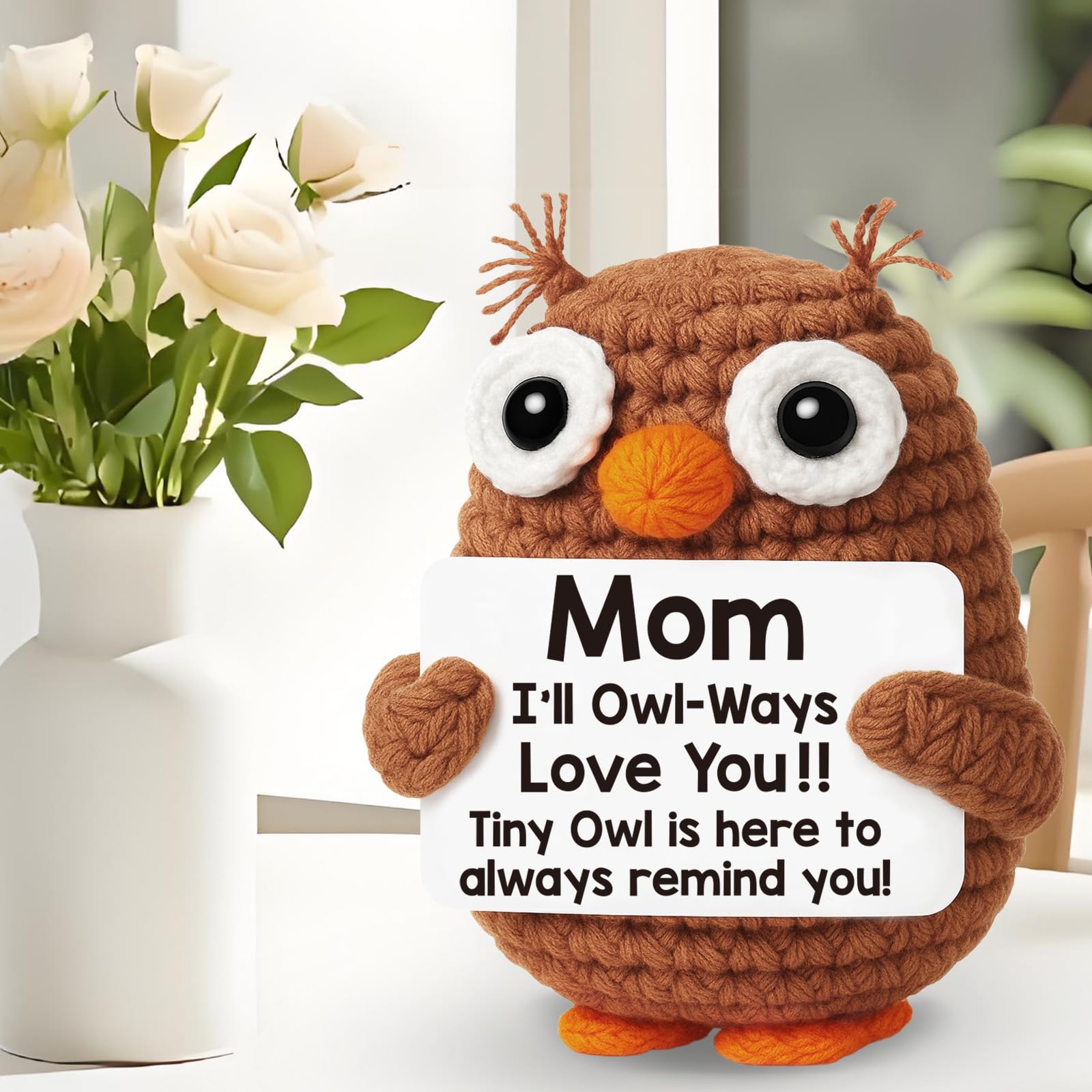 Mini Mum Love Gift - Handmade Crochet Owl - Funny Mother's Day Birthday Gift for