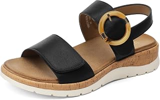 UBFEN Women Flat Sandals Arch Support Open Toe Comfortable Casual Low Wedge Sandals