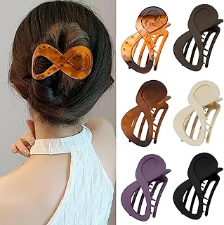 6pcs French Concord Flat Hair Clips for Women, Curved Hair Claw Alligator Hair Barrette Volume Thick Non Slip Grip Strong Hold Jaw Clip Styling Hair Accessories