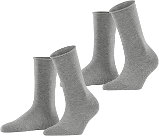 ESPRIT Women's Basic Pure 2-Pack Breathable Socks Organic Sustainable Cotton Without Pressure on Calf Suitable for Diabetics Solid Color Flat Toe Stitching Multipack Pack of 2 Pairs