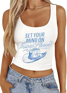 Western Cowgirl Tank Tops Women Country Music Crop Top Sleeveless Cowboy Graphic Cami Shirt