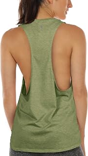 icyzone Women's Long Backless Sports Tank Top Breathable Loose T-Shirt for Fitness Yoga Running