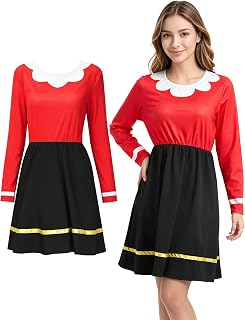 Women's Red Black Dress,Crewneck Long Sleeve,for Halloween