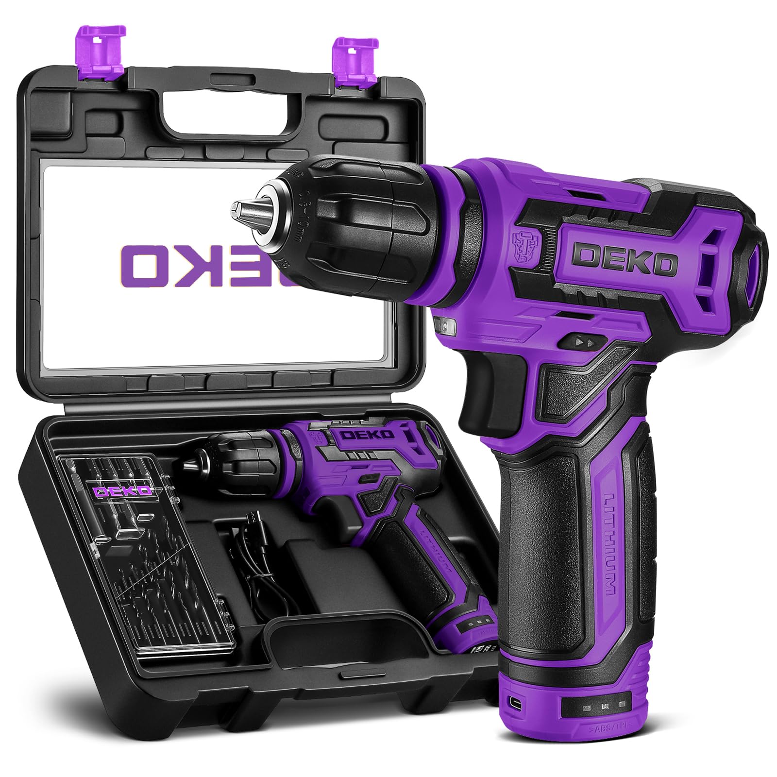 Cordless Drill：DEKOPRO 12V Power Drill Set 800RPM Electric Drills Small Drills w
