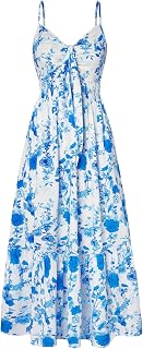 GRACE KARIN Womens Floral Spaghetti Straps Spaghetti Strap Sundress Backless Long Dress