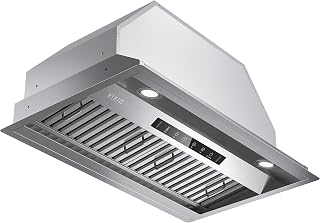 VIKIO HOME 30 Inch Range Hood Insert, 980 CFM, Dual-Intake, Gesture & Touch | Built-in Kitchen Vent Hood, 3-Speed, Ducted/Ductless, Stainless Steel, Dishwasher-Safe Removable Filters