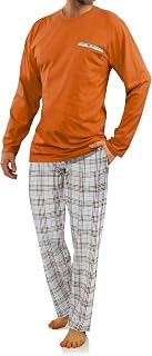 sesto senso Men's Pyjamas Long Cotton 100% Cotton Winter Nightwear Pajamas Two-Piece Lingerie Long Sleeves Long Trousers