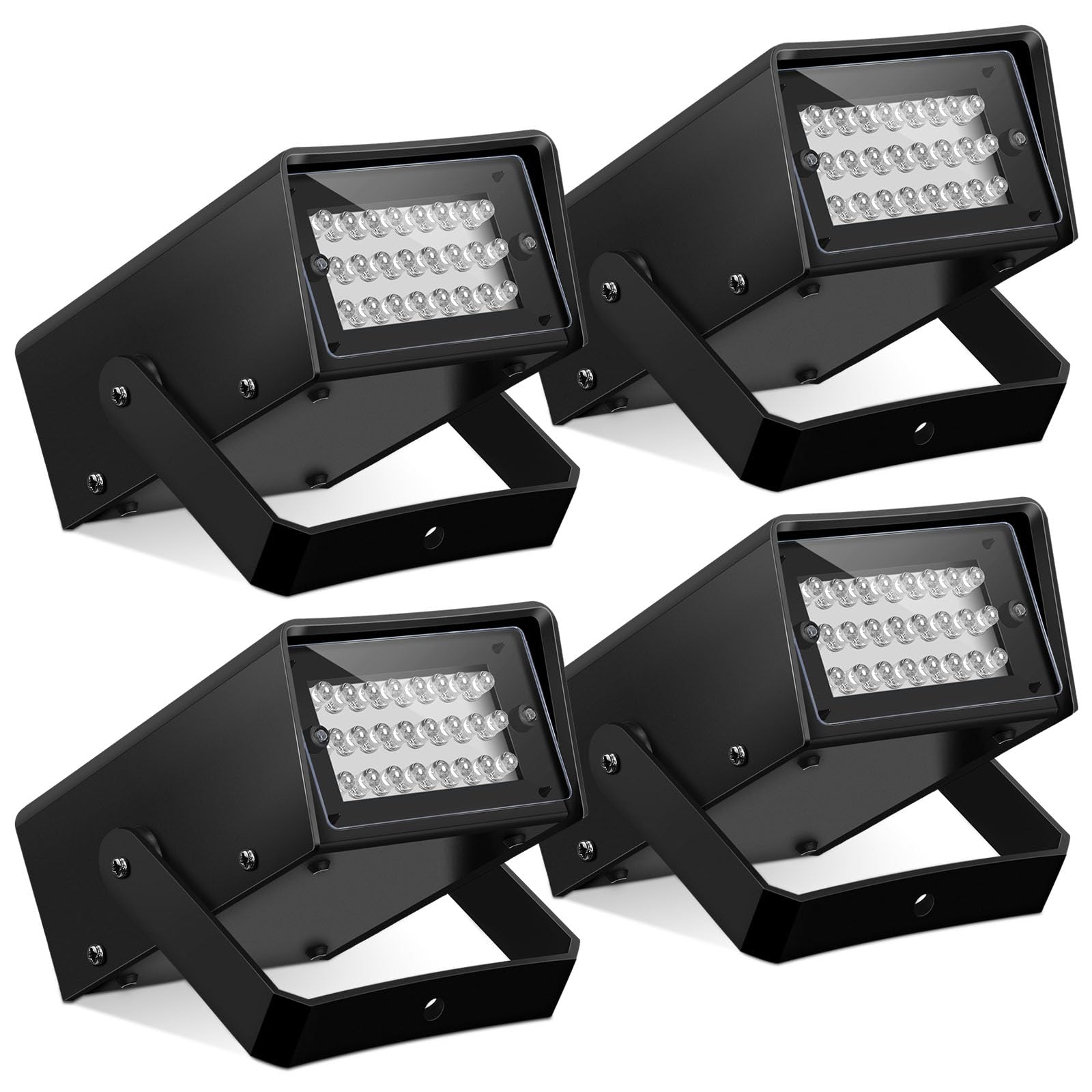 Treela 4 Pack Strobe Party Light Small Bright LED Outdoor, White, 24 LED | Adjus