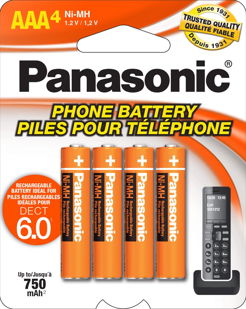 Panasonic Genuine HHR-4DPA/4B AAA NiMH Rechargeable Batteries for DECT Cordless 