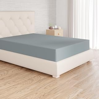 Amazon Basics Double Fitted Sheet, 63 x 200 x 30 cm, 100% Microfibre, 30 cm Height, Spa Blue