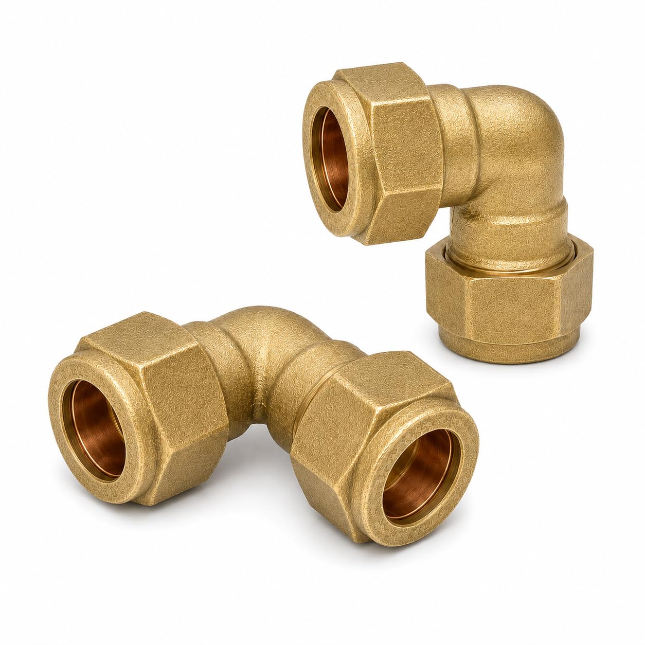 Pipestation 15mm Compression Elbow Fittings, Pack of 2 – Solid Brass 90 Degree P