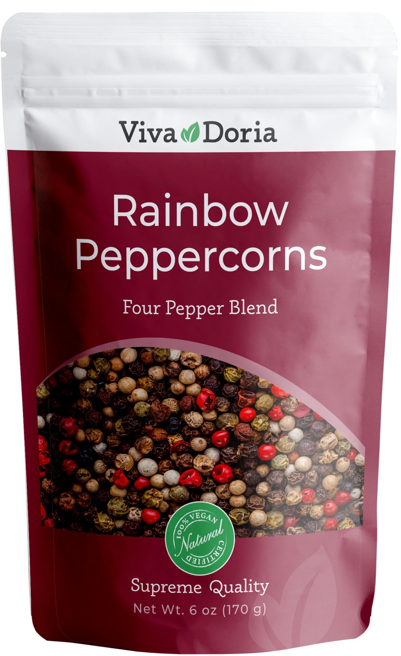 Viva Doria Rainbow Blend Peppercorn - Whole Black, Green, Pink and White Pepper 