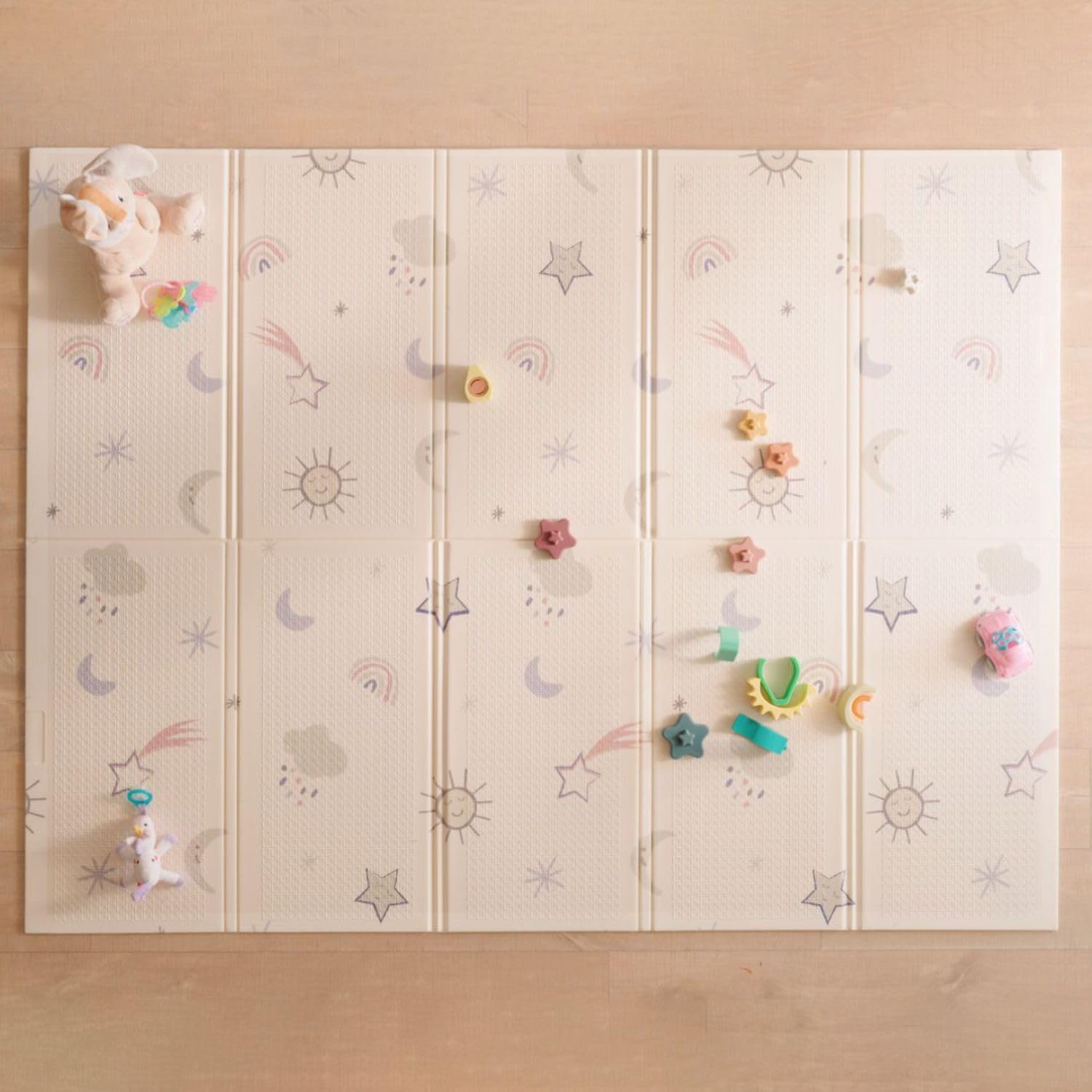 Nuby Foldable Reversible Baby Play Mat, 77" x 58", XXL, 0M+, Stars &am
