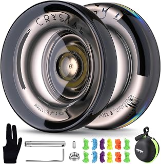 MAGICYOYO K2 Crystal Black Yoyo Professional, Responsive Yoyo for Kids 8-12 | Dual-function Trick Yoyo with Unresponsive Yo Yo Bearing, Plastic Yo Yo for Adults+12 Stings+Bearing Removal Tool+Storage Bag