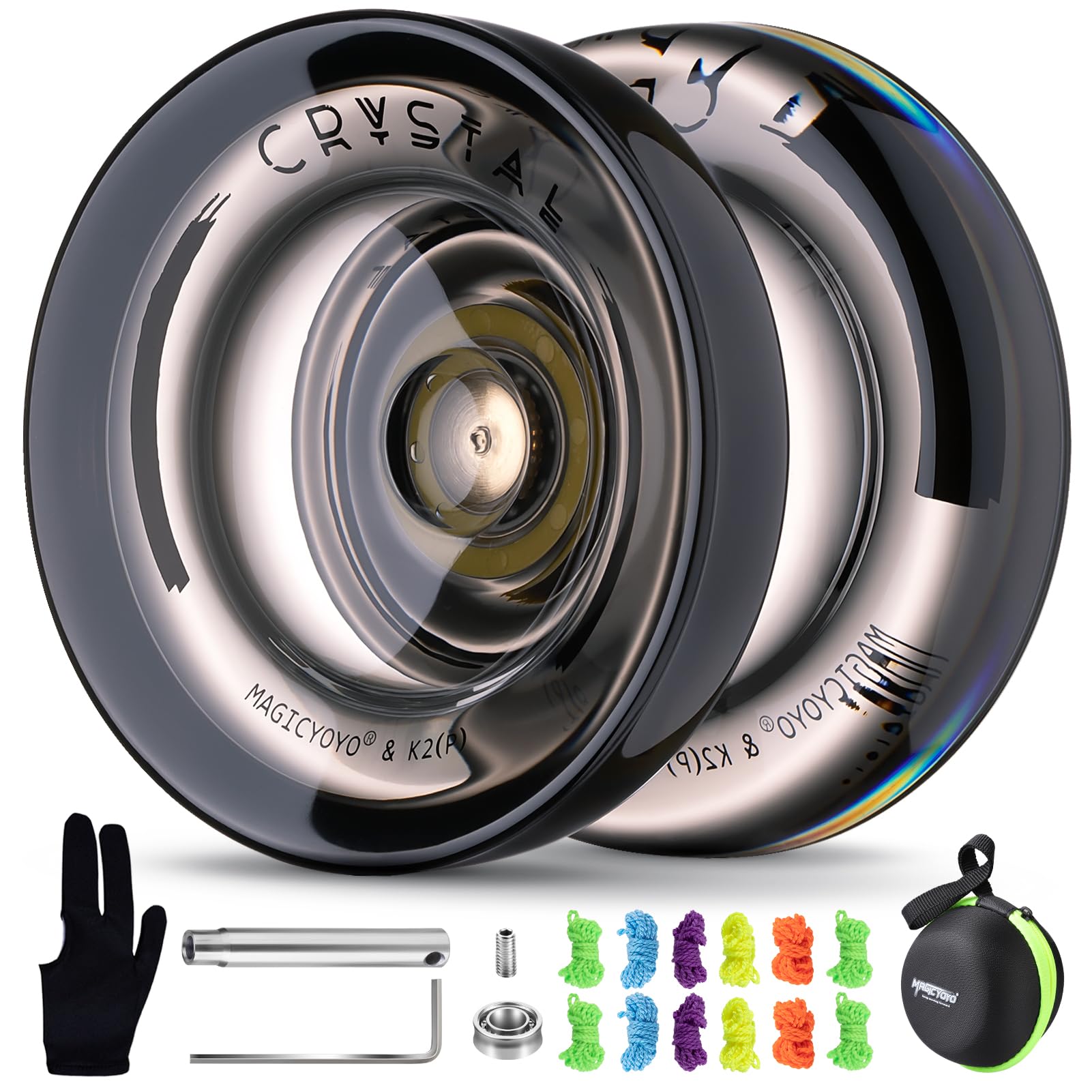 MAGICYOYO K2 Crystal Black Yoyo Professional, Responsive Yoyo for Kids 8-12 | Du