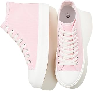 Uoidru Womens White Canvas High Top Sneakers Casual Lace Up Fashion Shoes