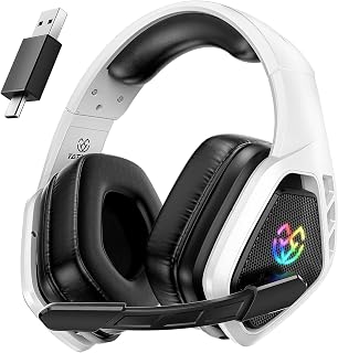 Tatybo Wireless Gaming Headset for PC Ps5 Ps4, 2.4GHz USB & Type-C & Bluetooth Gaming Headphones with Mic, 40H Battery Comfortable Ps5 Headsets for Switch Laptop Mobile Mac