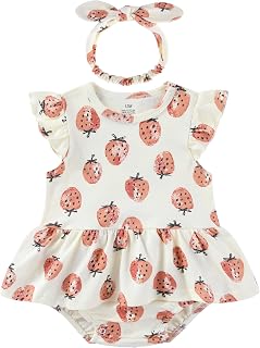 Baby Girl Clothes Summer Ruffled Sleeve Romper Dresses Infant Outfit Set