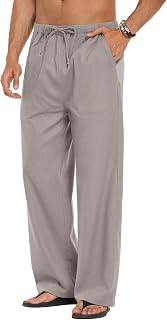 COOFANDY Mens Linen Harem Pants Drawstring Casual Elastic Waist Lightweight Pants Hippie Summer Beach Yoga Pants
