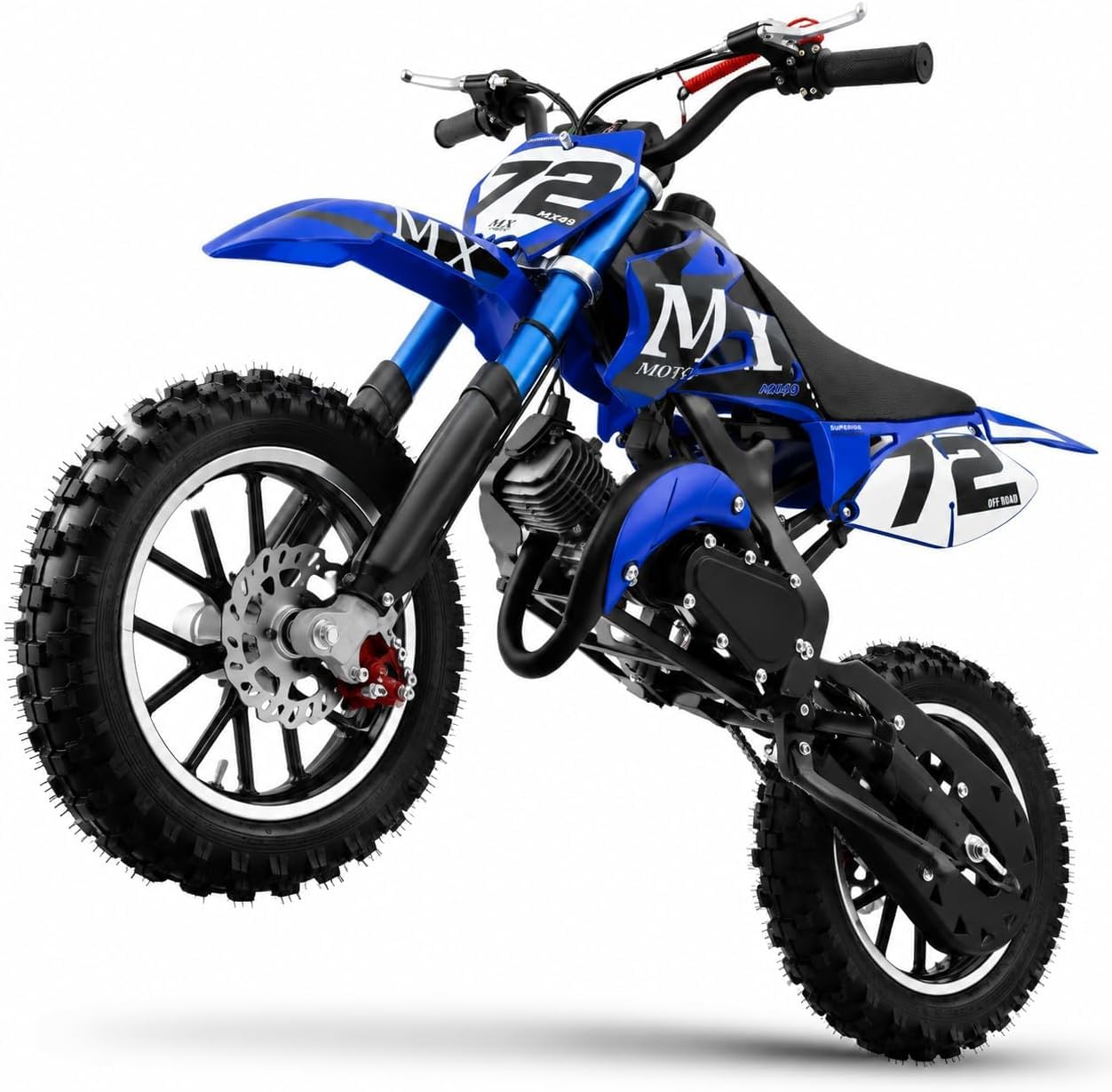 50cc 2-Stroke Kids Dirt Bike Gas Dirt Bike for Youth Kids 8-14 Boys Blue | 24 MP