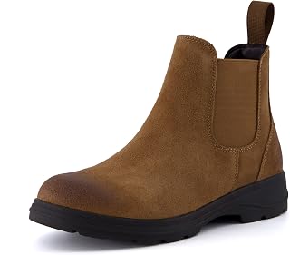 CUSHIONAIRE Britain-L - Stivaletti Chelsea da donna, in vera pelle scamosciata, con soletta imbottita e suola con aletta, marrone chiaro, 7.5