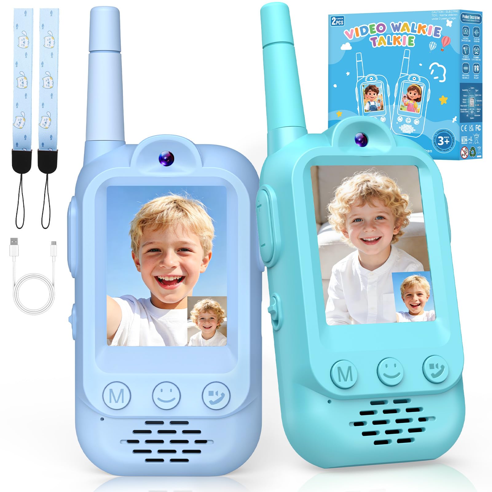 Upgraded Video Walkie Talkies for Kids, Exssary Toys for 3 4 5 6 7 8 Year Old Bo