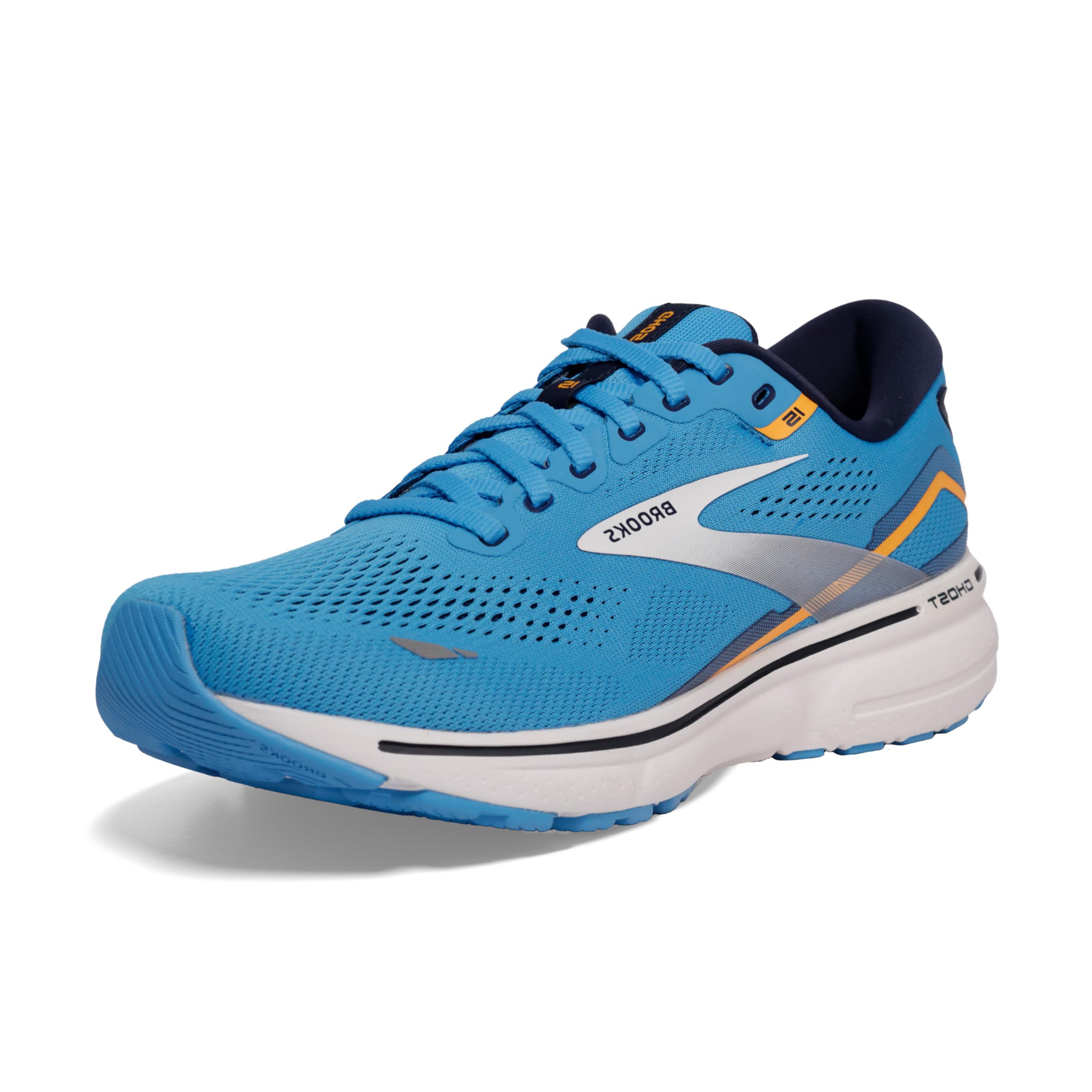 Brooks Ghost 15 Men's Running Shoes, Peacoat/Red/Yellow
