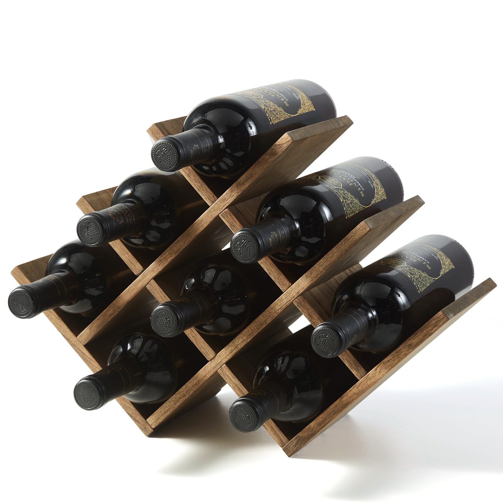KIRIGEN Weinregal Holz, Weinflaschenhalter für 8 Flaschen, Braun