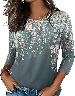 Zeagoo Women's Casual 3/4 Sleeve T-Shirts Round Neck Tunic Tops Work Blouse