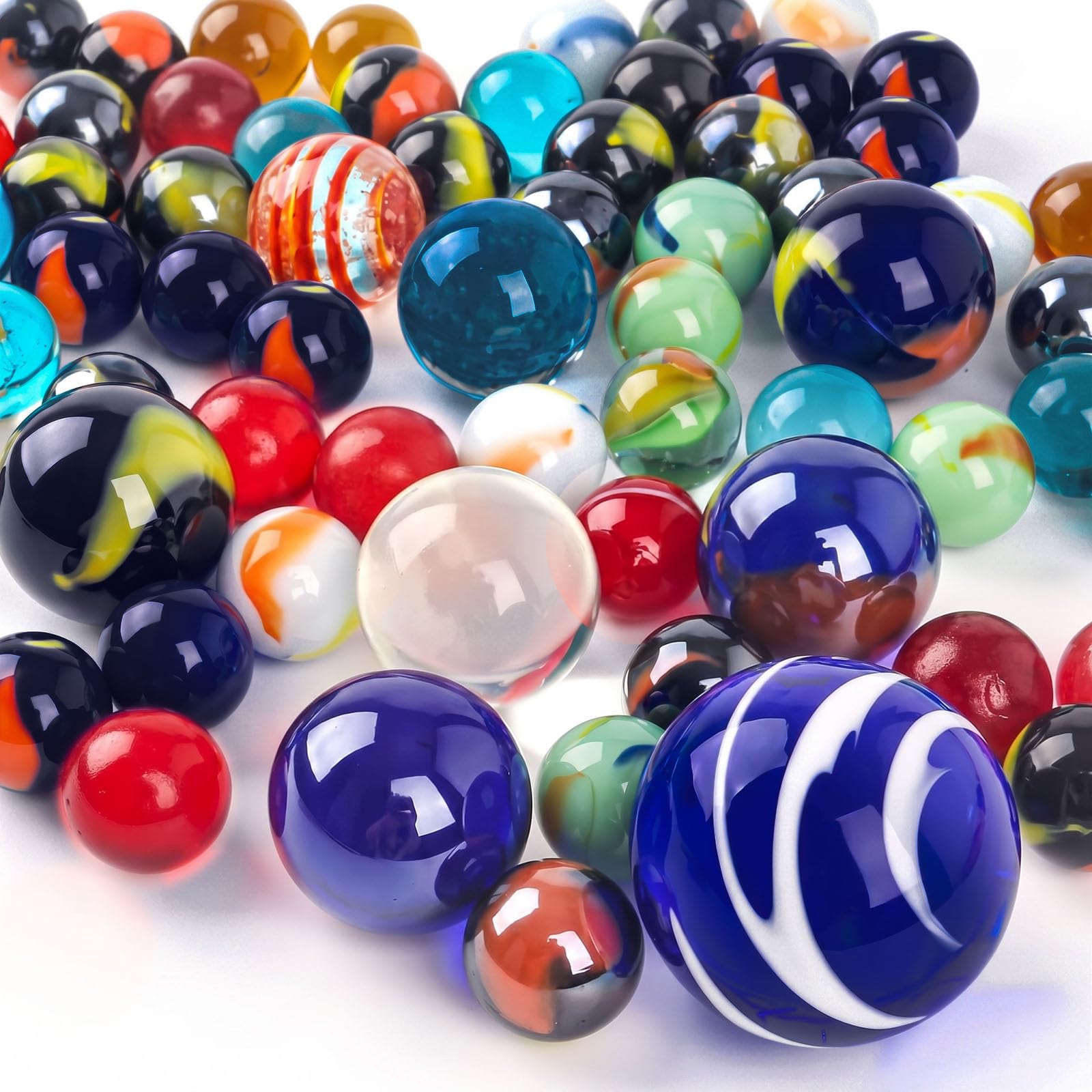 AMOR PRESENT 85 PCS Glass Mables, Assorted Size Marbles Bulk for Kids | Galaxy T