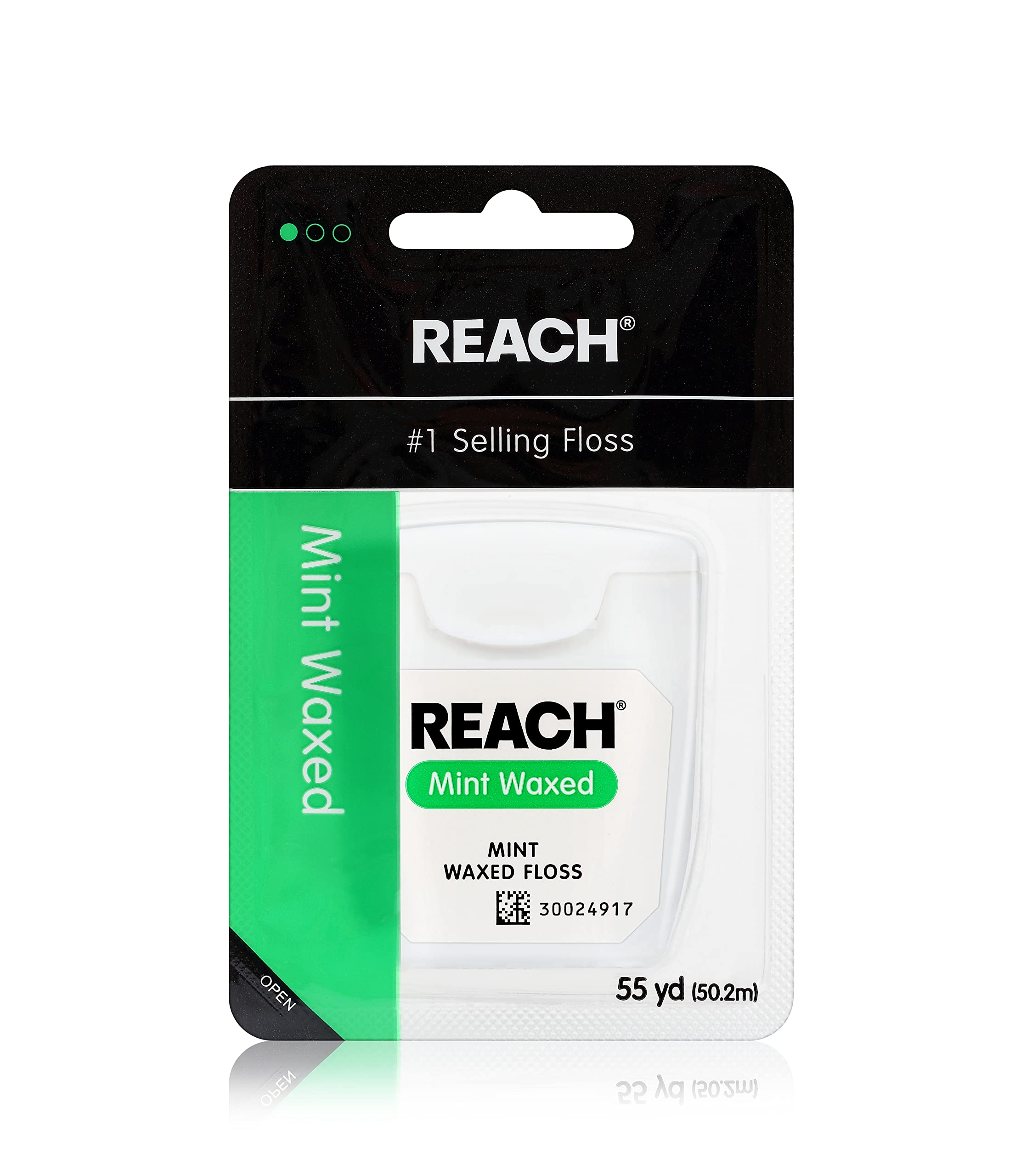 Reach, Waxed Dental Floss, Mint, Plaque Remover for Teeth, Shred Resistant, Flos